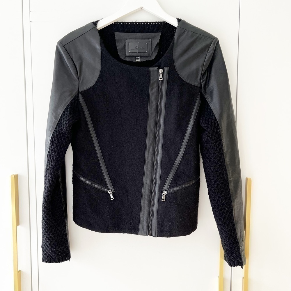 Line the Label Leather and Knit Moto Jacket